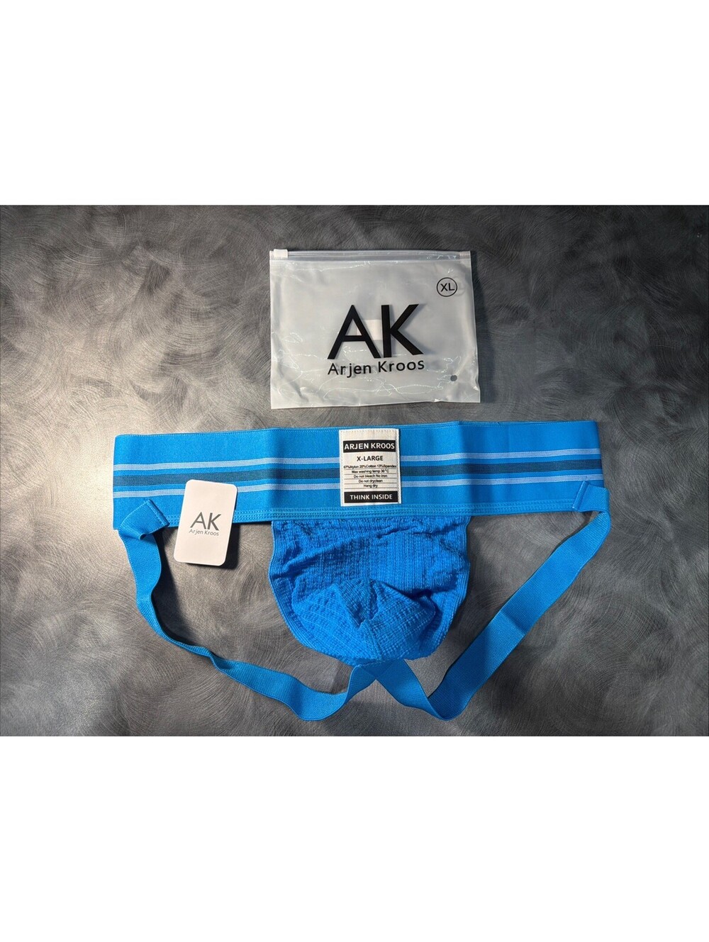 Arjen Kroos Men Gym Underwear Jockstrap Ribbed Pouch Striped Elastic Band XL